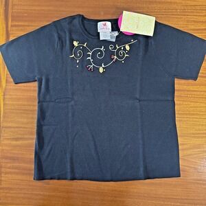Quacker Factory Embellished Short‎ Sleeve Holiday Sweater 3X